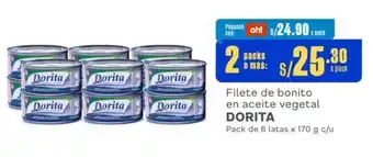 Makro Filete de bonito en aceite vegetal DORITA Pack de 6 latas x 170 g x 2 packs oferta