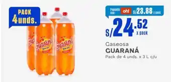 Makro Gaseosa GUARANÁ Pack de 4 unds. x 3 L c/u oferta