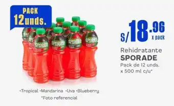 Makro Rehidratante SPORADE Pack de 12 unds. x 500 ml c/u oferta
