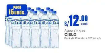Makro Agua sin gas CIELO Pack de 15 unds. x 625 ml c/u oferta