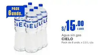 Makro Agua sin gas CIELO Pack de 6 unds. x 2.5 L c/u oferta