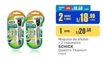 Makro Máquina de afeitar + 2 repuestos SCHICK Quattro Titanium x pack oferta