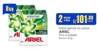 Makro Detergente en polvo ARIEL Pro cuidado Bolsa x 8 kg x 2 bolsas oferta