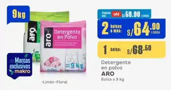 Makro Detergente en polvo ARO Bolsa x 9 kg oferta