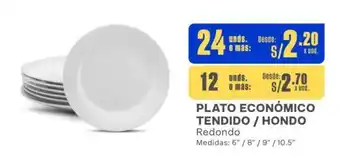 Makro PLATO ECONÓMICO TENDIDO / HONDO Redondo Medidas: 6" / 8" / 9" / 10.5" x 12 unds. oferta