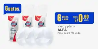 Makro Vaso / plato ALFA Pqte. de 20/25 unds. x 6 pqtes. oferta