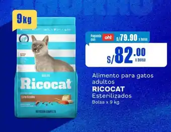 Makro Alimento para gatos adultos RICOCAT Esterilizados Bolsa x 9 kg oferta