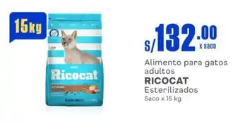 Makro Alimento para gatos adultos RICOCAT Esterilizados Saco x 15 kg oferta