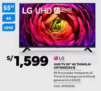 Plaza Vea LG UHD TV 55" 4K THING AI UR7300 (2023) oferta