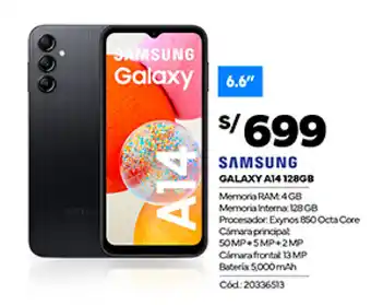 Plaza Vea SAMSUNG GALAXY A14 128GB oferta
