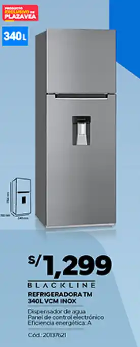 Plaza Vea BLACKLINE REFRIGERADORA TM 340L VCM INOX oferta