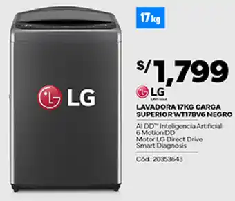 Plaza Vea LG LAVADORA 17KG CARGA SUPERIOR WT17BV6 NEGRO oferta