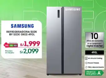 Tottus SAMSUNG REFRIGERADORA SIDE BY SIDE GRIS 490L oferta