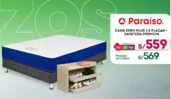 Tottus Paraíso CAMA EDÉN PLUS 1.5 PLAZAS - ZAPATERA PREMIUM oferta