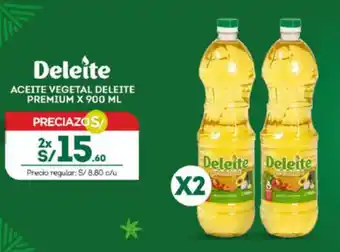 Tottus Deleite ACEITE VEGETAL DELEITE PREMIUM X 900 ML X 2 oferta