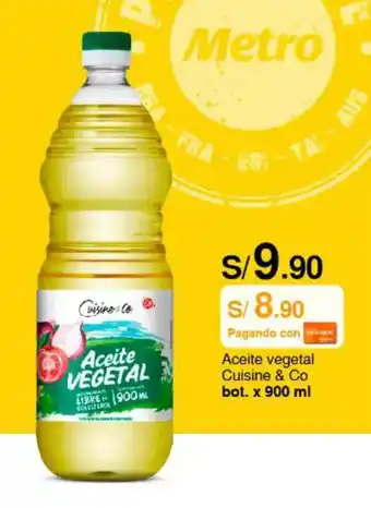 Metro Aceite vegetal Cuisine & Co bot. x 900 ml oferta
