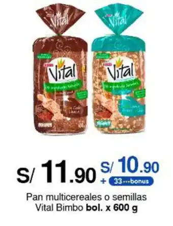 Metro Pan multicereales o semillas Vital Bimbo bol. x 600 g oferta