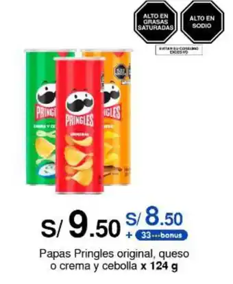 Metro Papas Pringles original, queso o crema y cebolla x 124 g oferta
