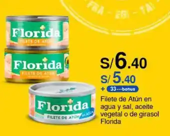 Filete de Atún en Florida agua y sal, aceite vegetal o de girasol Florida