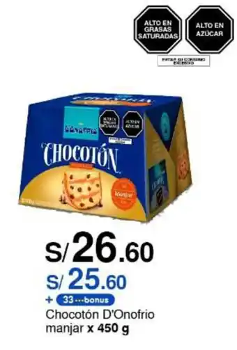 Metro Chocotón D'Onofrio manjar x 450 g oferta