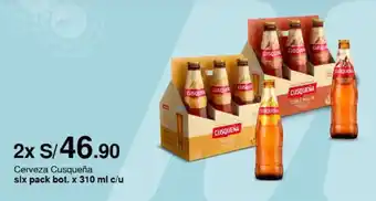 Metro Cerveza Cusqueña six pack bot. x 310 ml x 2 oferta