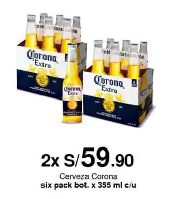 Metro Cerveza Corona six pack bot. x 355 ml x 2 oferta