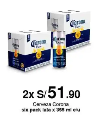 Metro Cerveza Corona six pack lata x 355 ml x 2 oferta