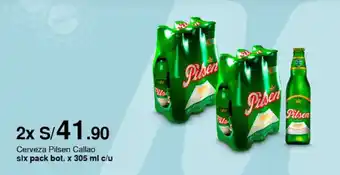 Metro Cerveza Pilsen Callao six pack bot. x 305 ml x 2 oferta