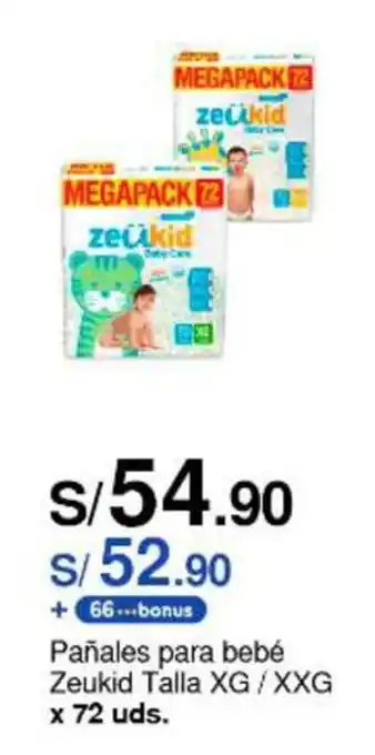 Metro Pañales para bebé Zeukid Talla XG / XXG x 72 uds. oferta