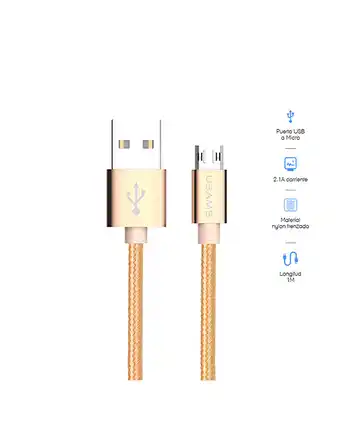 Tiendas EFE Cable data usb tejido micro 1m usams - dorado oferta
