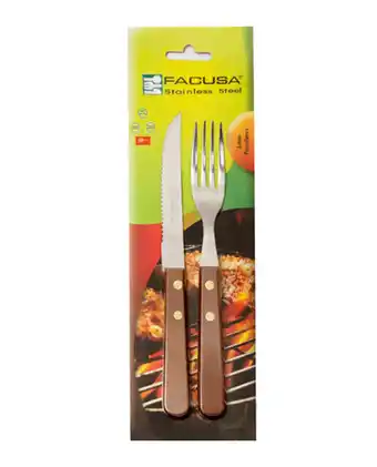 Tiendas EFE Set de cubiertos facusa - cuchillo + tenedor parrillero oferta