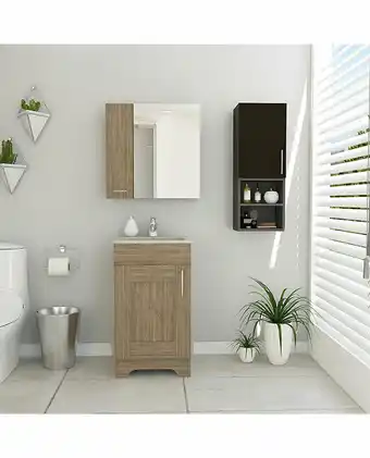 Tiendas EFE Combo my bath tuhome botiquín + mueble lavamanos + mueble auxiliar - miel/wengue oferta