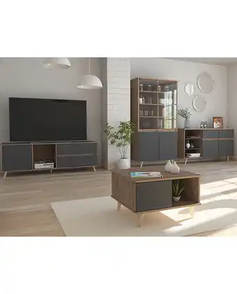 Tiendas EFE Combo tuhome: rack tv60 + vitrina + bife + mesa centro salem - miel/plomo oferta