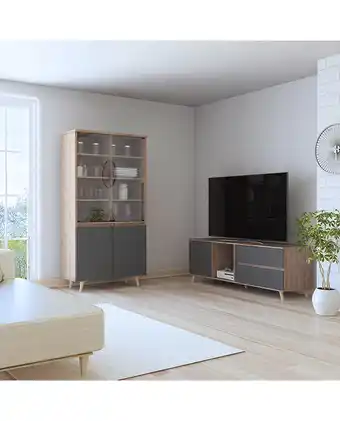 Tiendas EFE Combo tuhome: rack tv60 + vitrina salem - miel/plomo oferta