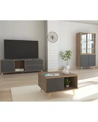 Tiendas EFE Combo tuhome: rack tv60 + vitrina + mesa centro salem - miel/plomo oferta
