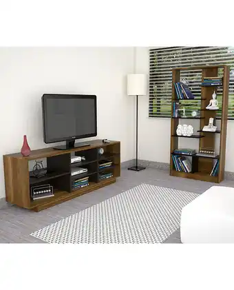 Tiendas EFE Rack tv 58 + biblioteca tuhome - caramelo / wengue oferta