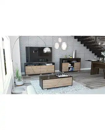 Tiendas EFE Rack tuhome tv 70 + arrimo + mesa centro fraktal - habano y miel oferta