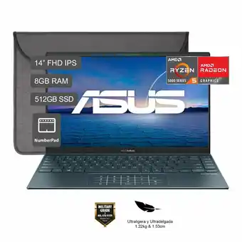 Tottus Laptop asus zenbook ux425uaz 14" ryzen 5 550u 8gb 512ssd oferta