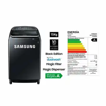 Tottus Lavadora 15 kg, con motor digital inverter negra, activ dualwash - wa15j5750lv oferta
