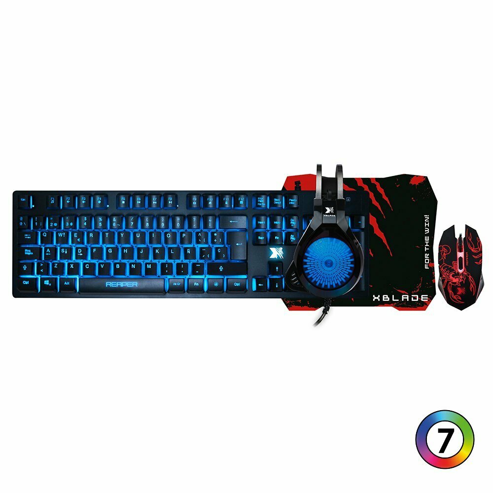 Tottus Kit gaming mouse + teclado + audifonos + pad 7 colores reaper oferta