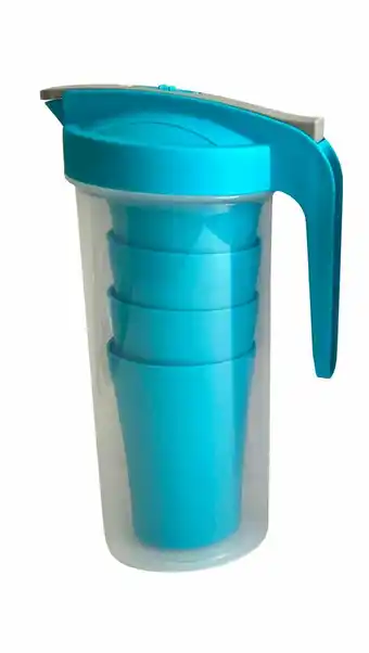 Tottus Jgo 5pz jarra plastica+4 vasos pu verde oferta