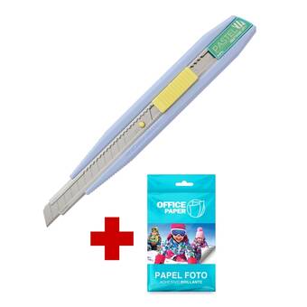 Tiendas EFE Pack office paper cuchilla ar2p celeste pastel + papel foto adhesivo brillante oferta