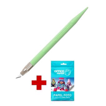 Tiendas EFE Pack office paper cuchilla caladora d-401p verde pastel + papel foto adhesivo brillante oferta