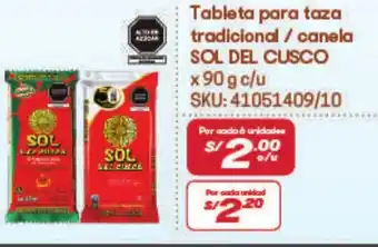Hiperbodega Precio Uno SOL DEL CUSCO Tableta para taza tradicional / canela x 90g oferta