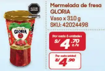 Hiperbodega Precio Uno GLORIA Mermelada de fresa Vaso x 310g oferta