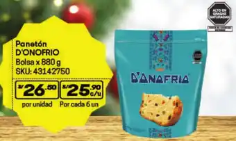 Hiperbodega Precio Uno Panetón D'ONOFRIO Bolsa x 880g oferta