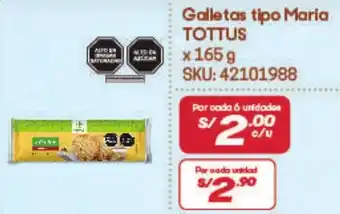 Hiperbodega Precio Uno TOTTUS Galletas tipo Maria x 165g oferta