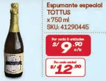 Hiperbodega Precio Uno TOTTUS Espumante especial x 750 ml oferta