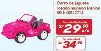 Carro de juguete rosado muñeca fashion
