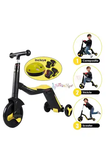 Tiendas EFE Scooter 3 en 1 negro amarillo oferta